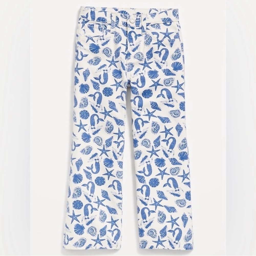 NWT Old Navy printed high-waisted baggy wide-leg jeans - girls size 18